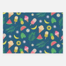 Patrón de frutas y helados de verano