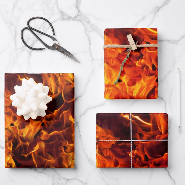 Hoja De Papel De Regalo Patrón de fuego y llama (Anverso)