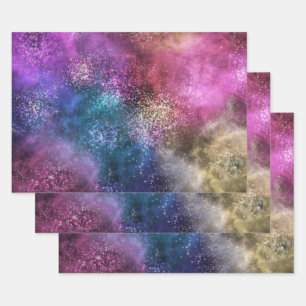 Hoja De Papel De Regalo Patrón de galaxia colorido