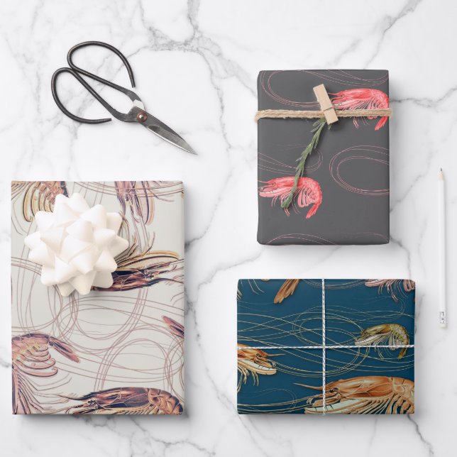 Hoja De Papel De Regalo Patrón de gambas camaroneras (Anverso)