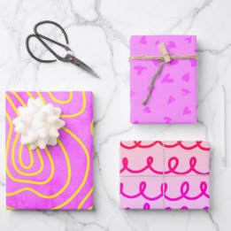 Hoja De Papel De Regalo Patrón de garabatos rosados para niñas