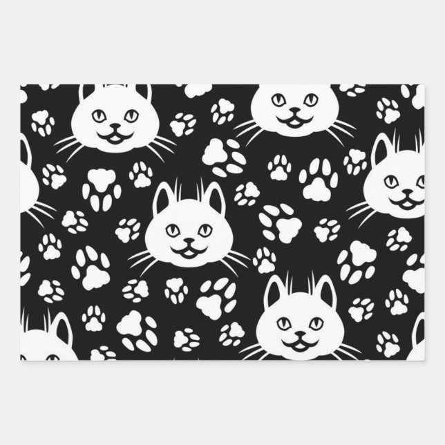 Hoja De Papel De Regalo Patrón de gato (Anverso)