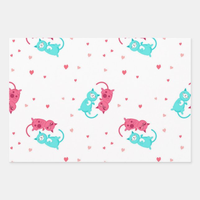Hoja De Papel De Regalo Patrón de gato (Anverso)