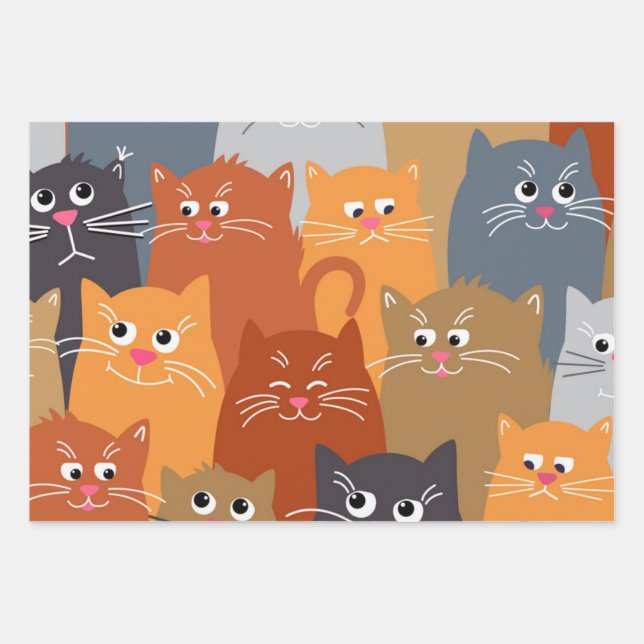 Hoja De Papel De Regalo Patrón de gato (Anverso)