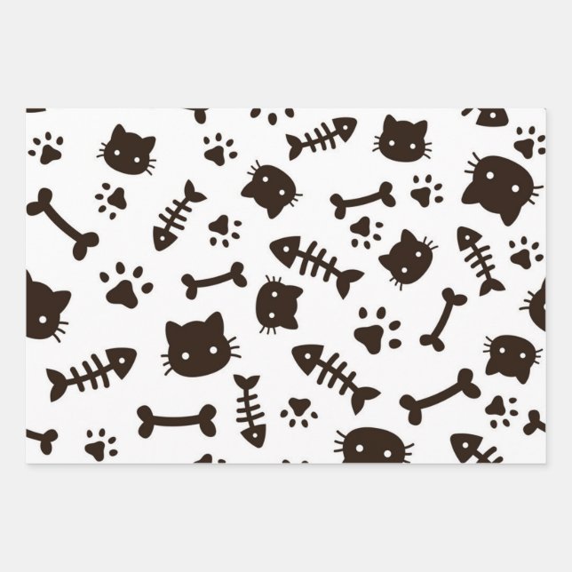 Hoja De Papel De Regalo Patrón de gato (Anverso)