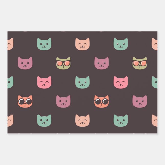 Hoja De Papel De Regalo Patrón de gato (Anverso)