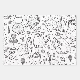 Hoja De Papel De Regalo Patrón de gato