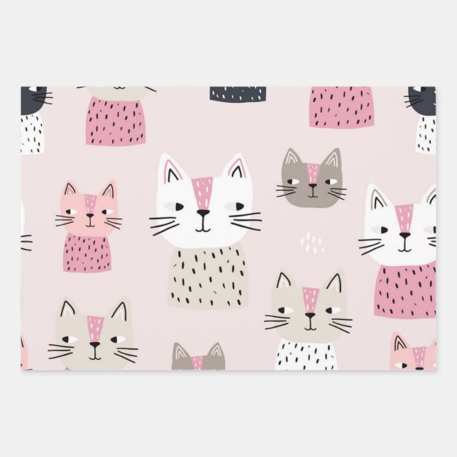 Hoja De Papel De Regalo Patrón de gato (Anverso)