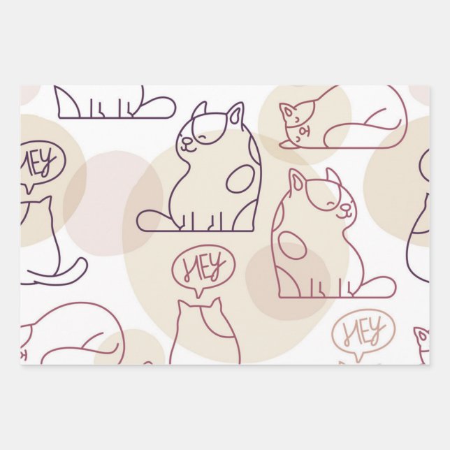 Hoja De Papel De Regalo Patrón de gato (Anverso)