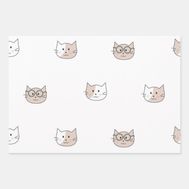 Hoja De Papel De Regalo Patrón de gato (Anverso)