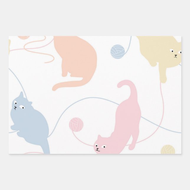 Hoja De Papel De Regalo Patrón de gato (Anverso)