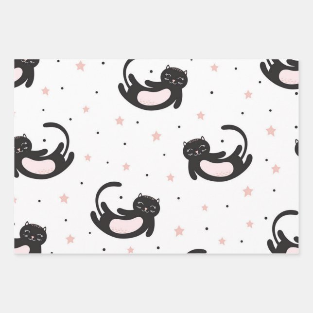 Hoja De Papel De Regalo Patrón de gato (Anverso)