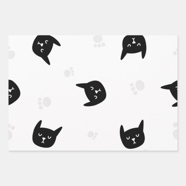 Hoja De Papel De Regalo Patrón de gato (Anverso)