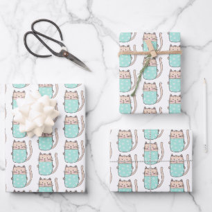 Hoja De Papel De Regalo Patrón de gato lindo para niños
