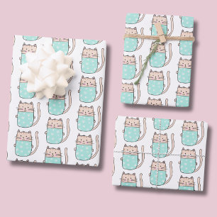 Hoja De Papel De Regalo Patrón de gato lindo para niños
