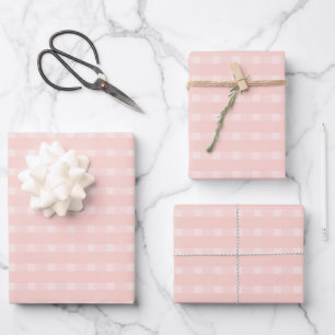Hoja De Papel De Regalo Patrón de Gingham en Rosa Sonrojado y Melocotón Pa