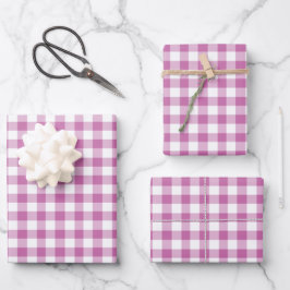 Hoja De Papel De Regalo Patrón de Gingham Rústico Blanco Rosado