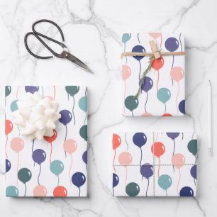 Hoja De Papel De Regalo Patrón de globos de cumpleaños colorido