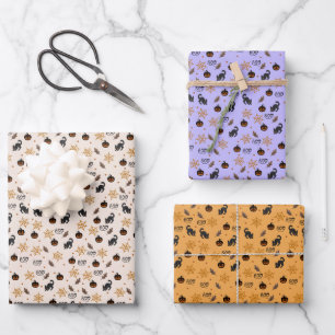 Hoja De Papel De Regalo Patrón de Halloween de calabaza de gato negro lind