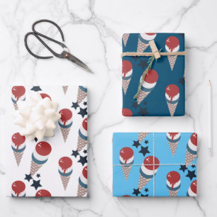 Hoja De Papel De Regalo Patrón de helado de estrellas patrióticas