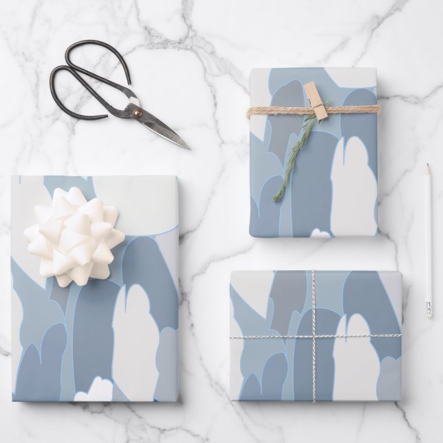 Hoja De Papel De Regalo Patrón de hielo glaciar azul (Anverso)