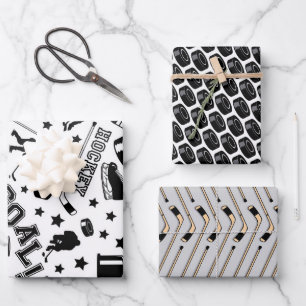 Hoja De Papel De Regalo Patrón de hockey sobre hielo Pone en juego al juga