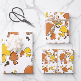 Hoja De Papel De Regalo Patrón de hongos nostálgicos