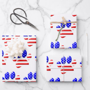Hoja De Papel De Regalo Patrón de huella de pata de perro con bandera de E
