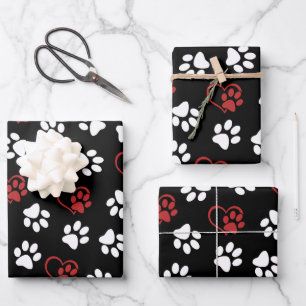 Hoja De Papel De Regalo Patrón de huellas de patas, patas blancas, patas r