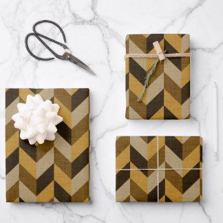 Hoja De Papel De Regalo Patrón de hueso de arenque en dorado y marrón