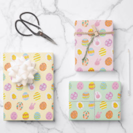 Hoja De Papel De Regalo Patrón de huevo lindo verde amarillo rosa cumpleañ