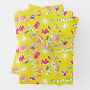 Hoja De Papel De Regalo Patrón de iconos Neon FRIENDS™