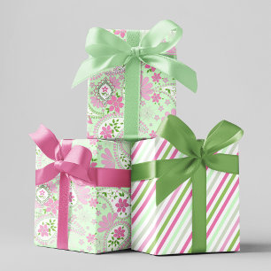 Hoja De Papel De Regalo Patrón de impresión de color rosa