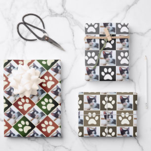 Hoja De Papel De Regalo Patrón de impresión de gatos y garrapatas de perro