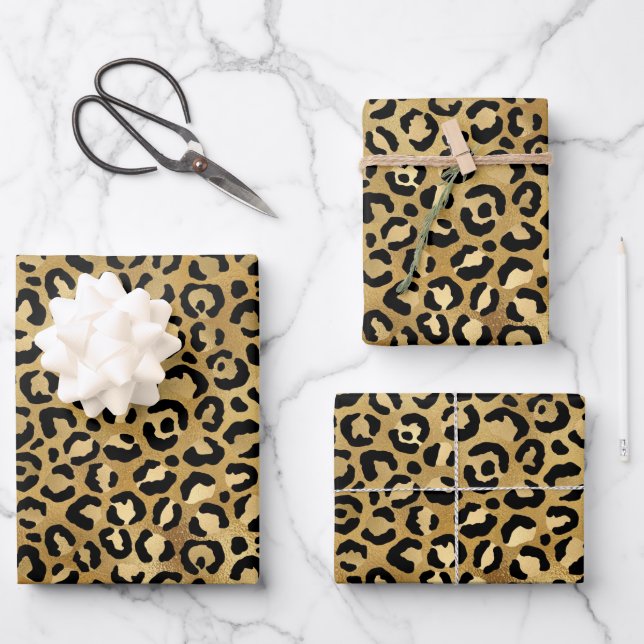 Hoja De Papel De Regalo Patrón de impresión de leopardo salvaje y exótico (Anverso)