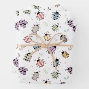 Hoja De Papel De Regalo Patrón de insectos coloridos lindos