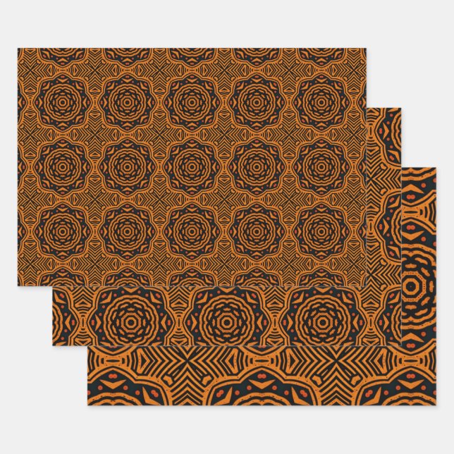 Hoja De Papel De Regalo Patrón de inspiración étnica africana No6 (Set)