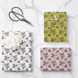 Hoja De Papel De Regalo Patrón de invierno de la planta de Navidades holly