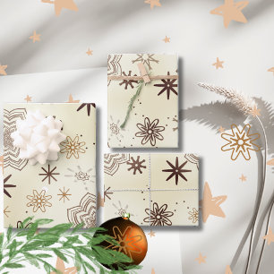 Hoja De Papel De Regalo Patrón de Ivory Gold Star