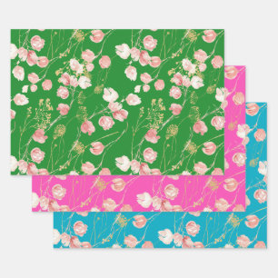 Hoja De Papel De Regalo Patrón de jardín de verano de primavera rosa Rubor