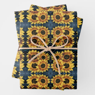 Hoja De Papel De Regalo Patrón de jeans azules de denim amarillo amarillo