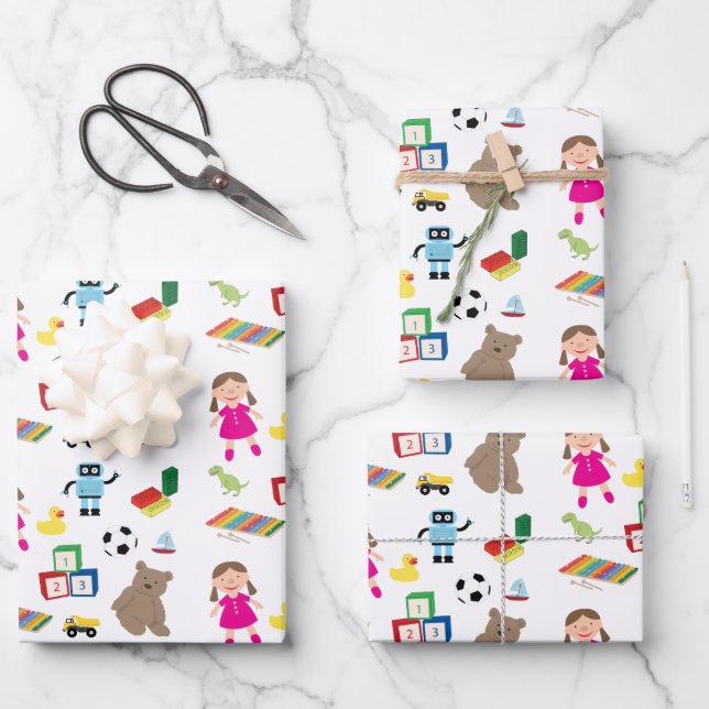 Hoja De Papel De Regalo Patrón de juguetes para niños (Anverso)
