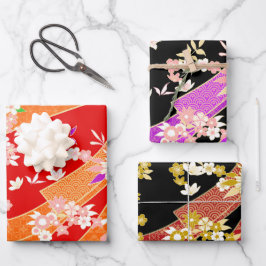 Hoja De Papel De Regalo Patrón de kimono floral