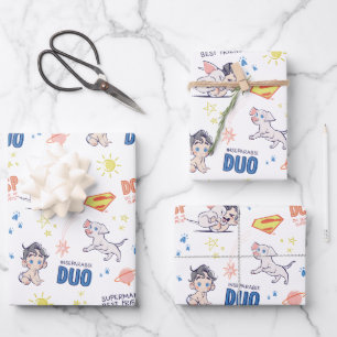 Hoja De Papel De Regalo Patrón de Krypto y Superman para Bebés