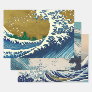 Hoja De Papel De Regalo Patrón de la Gran Ola de Hokusai: Arte Ukiyo-e Jap