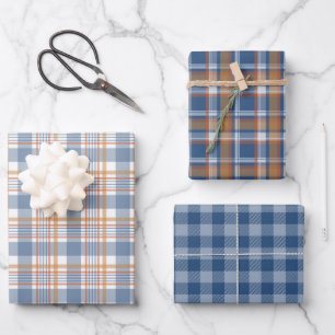 HOJA DE PAPEL DE REGALO PATRÓN DE LA PLACA DE LA REPRODUCCIÓN AZUL Y MARRÓ