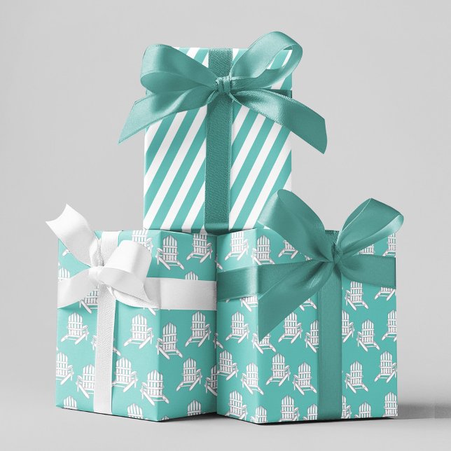 Hoja De Papel De Regalo Patrón de la silla Cuesta Turquesa Adirondack (Coastal Adirondack Pattern Wrapping Paper. )