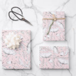 Hoja De Papel De Regalo Patrón de lápiz dibujado a mano de flores silvestr<br><div class="desc">Papel de regalo rosa con patrón de flores silvestres</div>