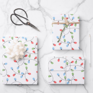 Hoja De Papel De Regalo Patrón de las luces navideñas de Feliz