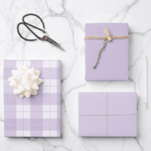 Hoja De Papel De Regalo Patrón de lavanda de color púrpura y sólidos coinc